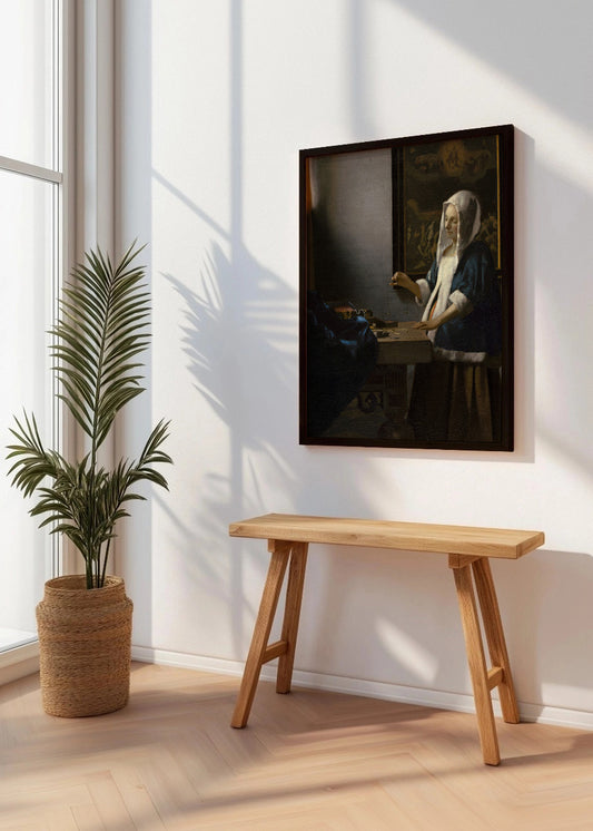 Cuadro ​La tasadora de Perlas - Mujer con una balanza (Johannes Vermeer)