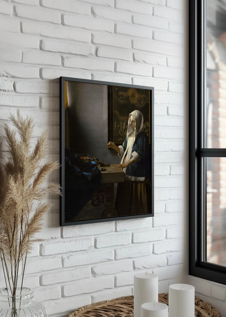 Cuadro ​La tasadora de Perlas - Mujer con una balanza (Johannes Vermeer)