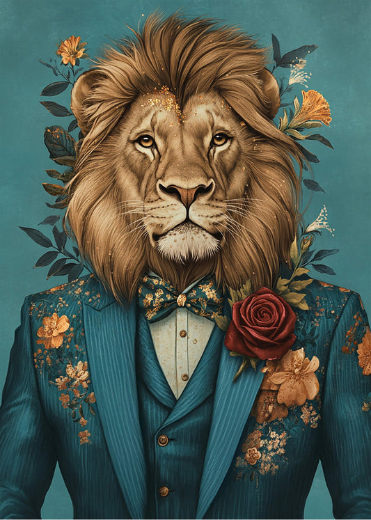 Cuadro León vestido como persona con traje