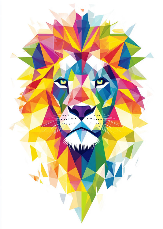 Cuadro ​León cubista de colores
