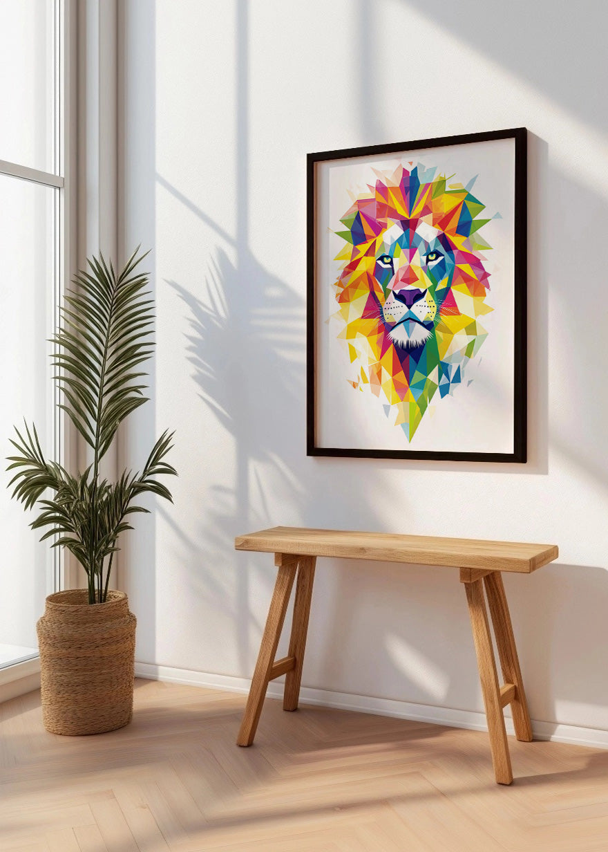 Cuadro ​León cubista de colores