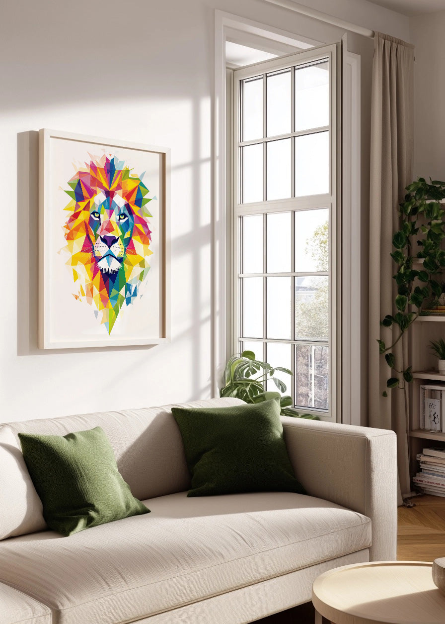 Cuadro ​León cubista de colores