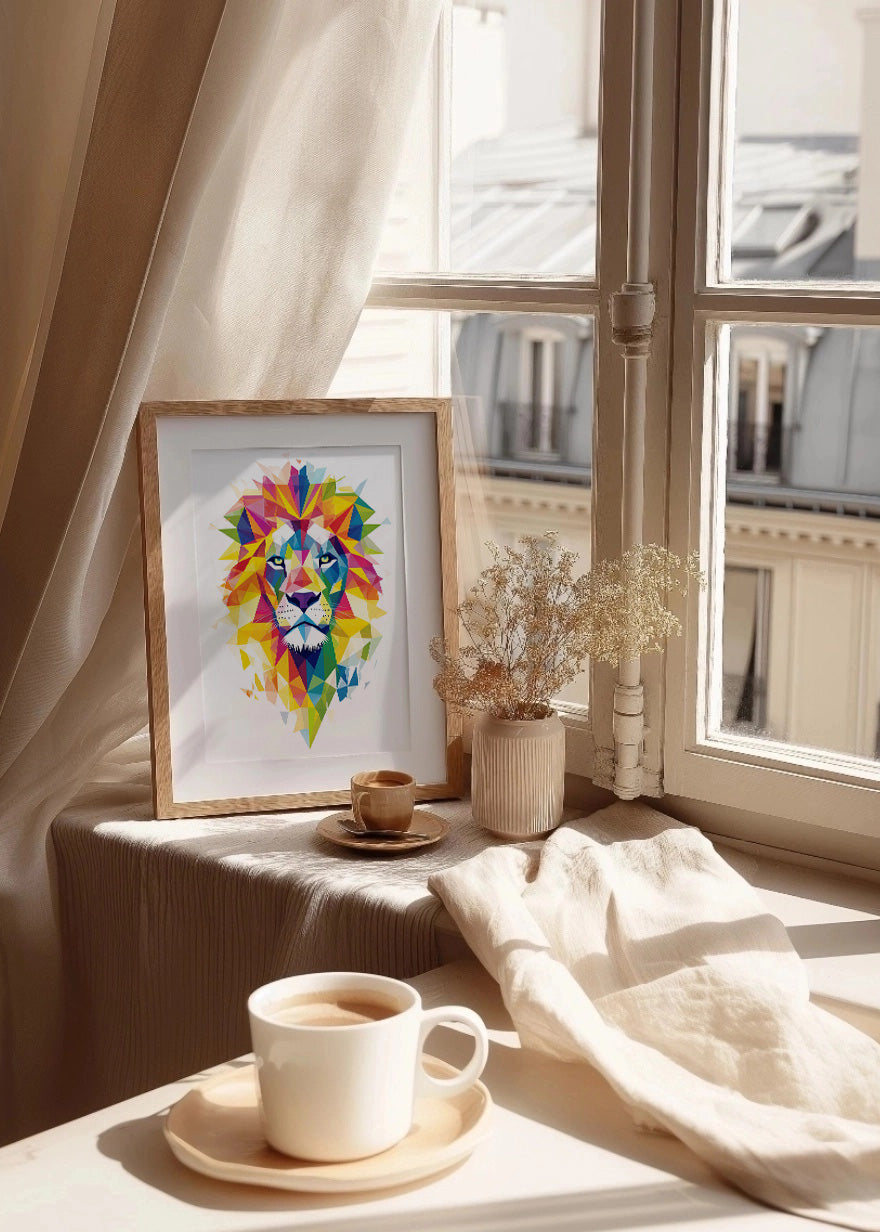 Cuadro ​León cubista de colores