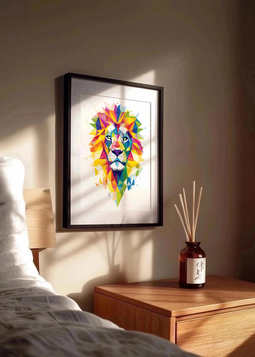 Cuadro ​León cubista de colores