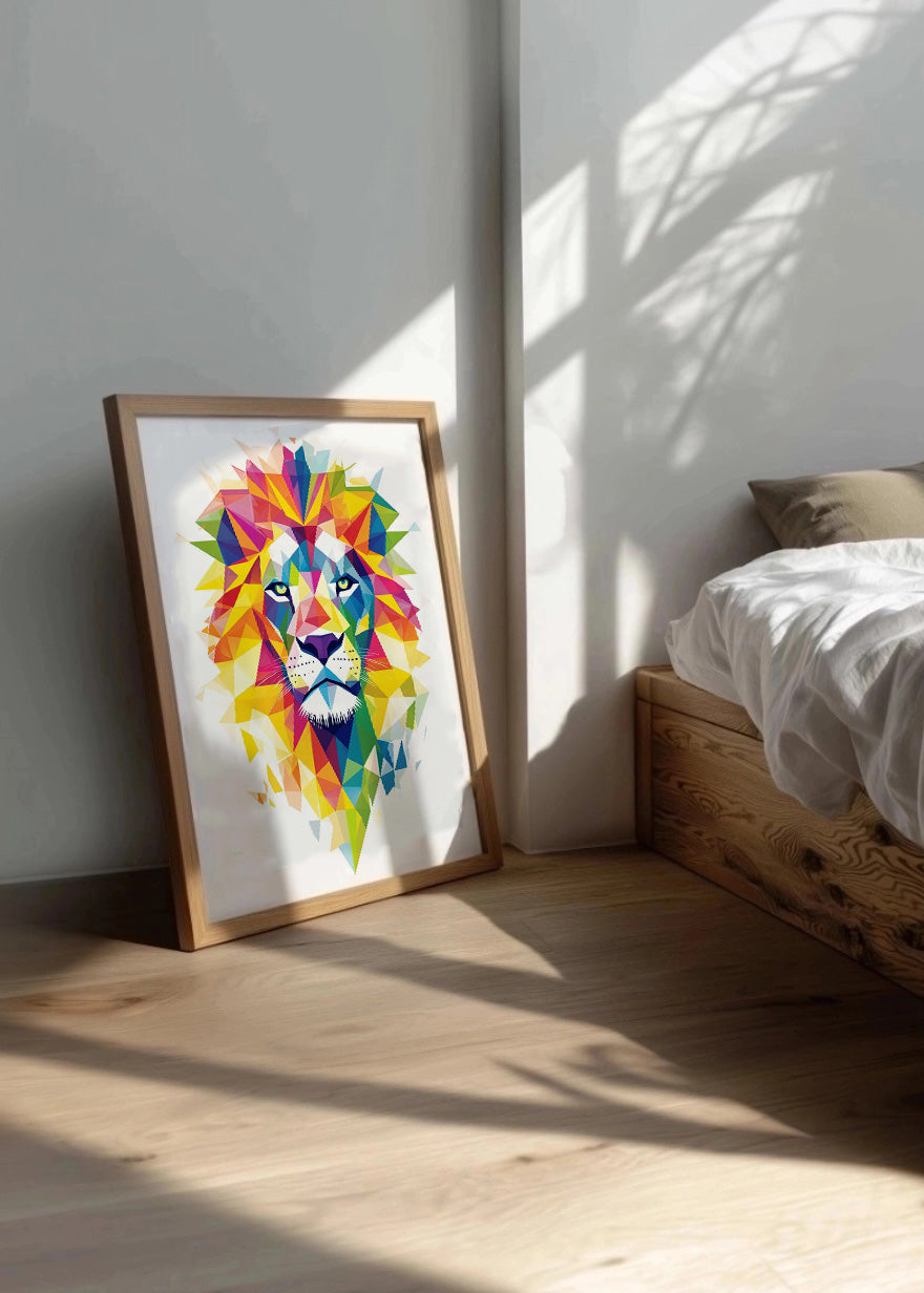 Cuadro ​León cubista de colores
