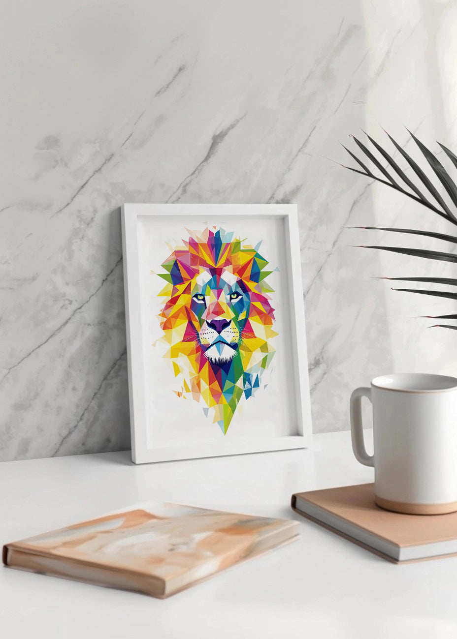 Cuadro ​León cubista de colores