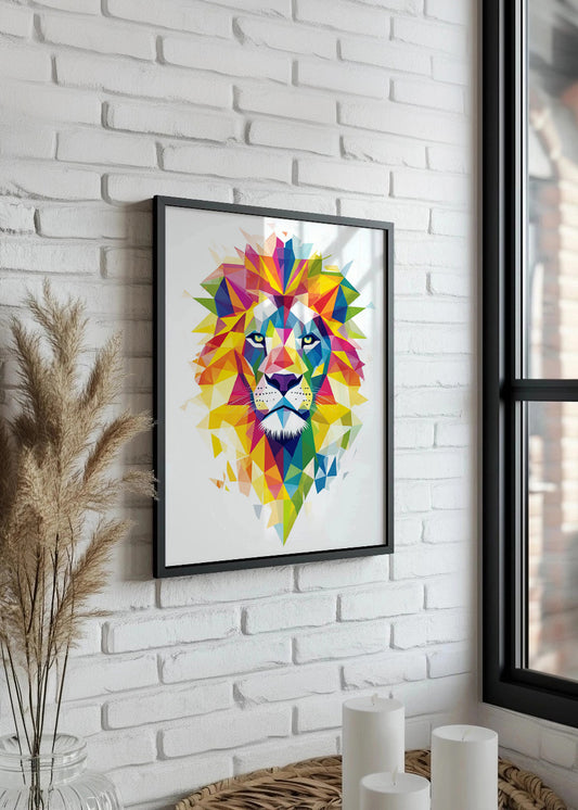 Cuadro ​León cubista de colores