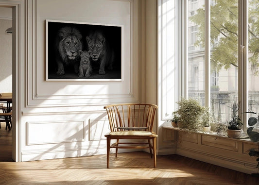 Cuadro Leones en familia