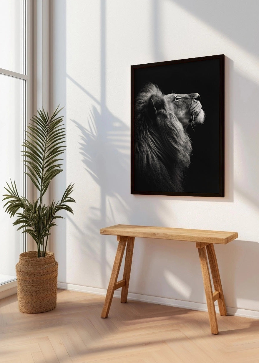 Cuadro ​León fondo negro