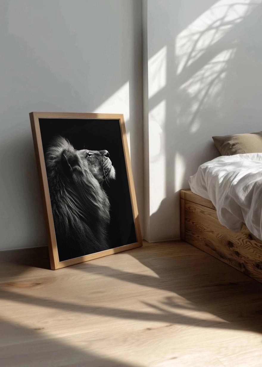 Cuadro ​León fondo negro