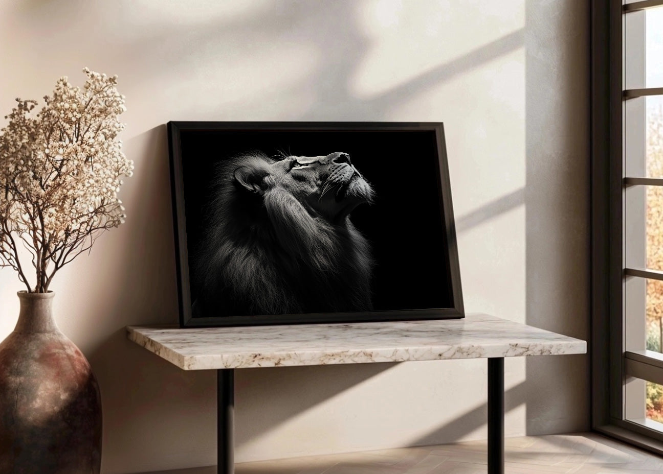 Cuadro ​León negro alfa