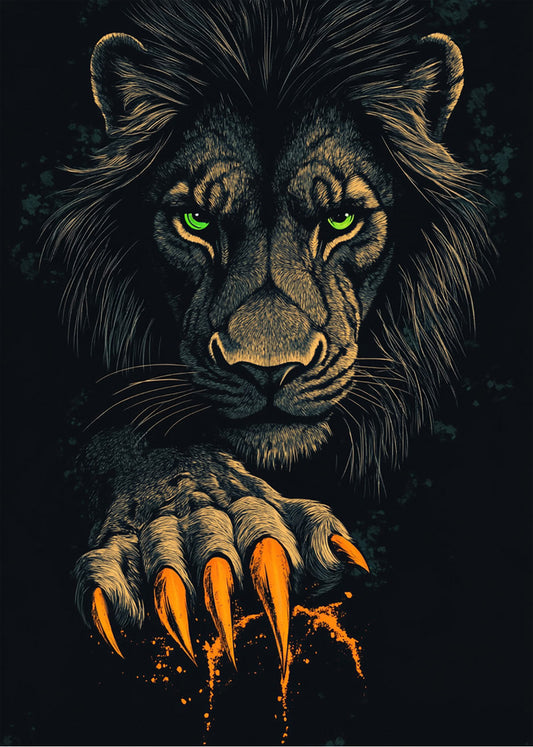 Cuadro ​León oscuro con garras