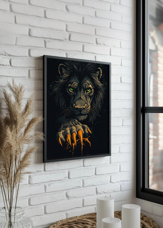 Cuadro ​León oscuro con garras