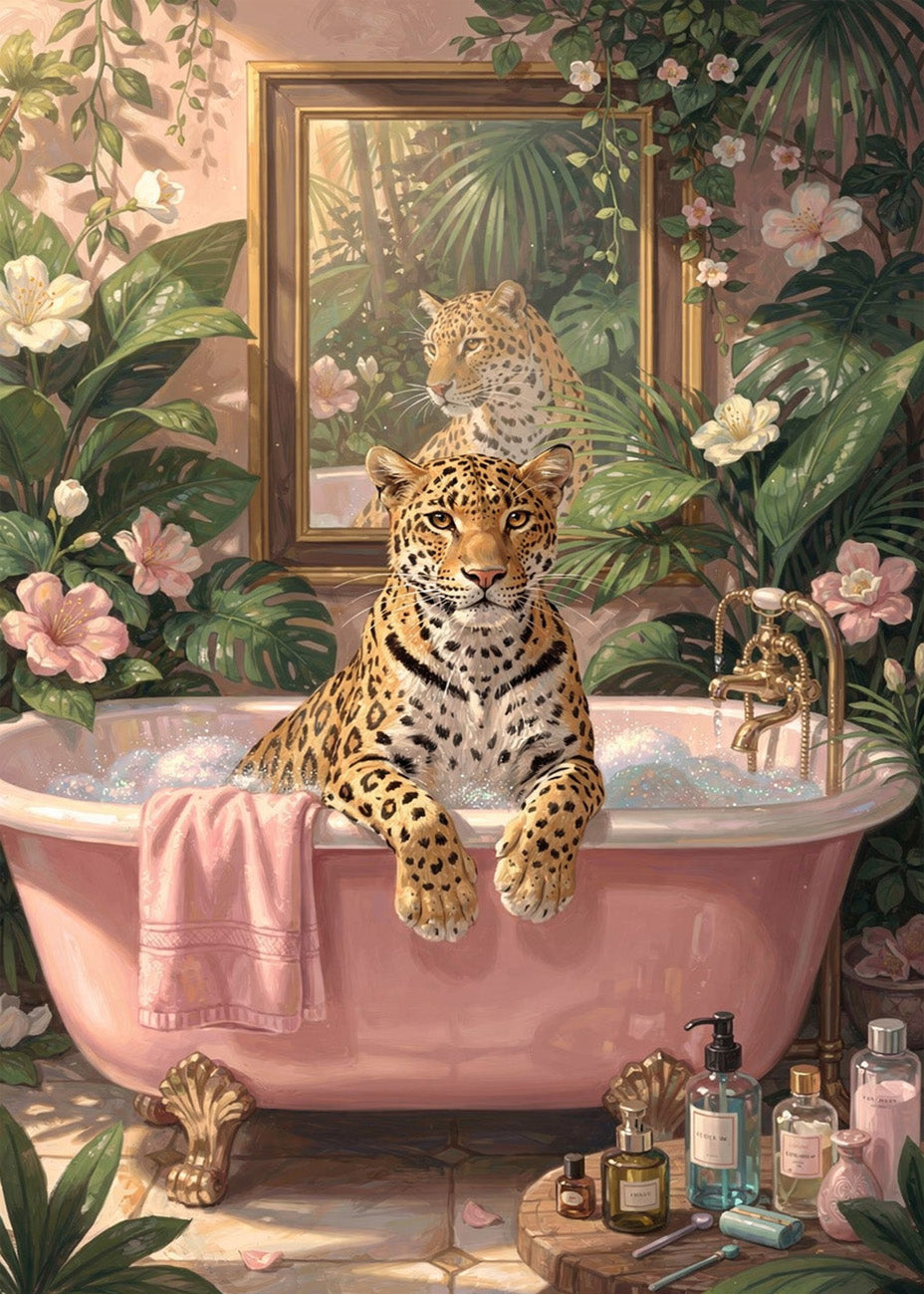 Cuadro Leopardo en la bañera maximalismo