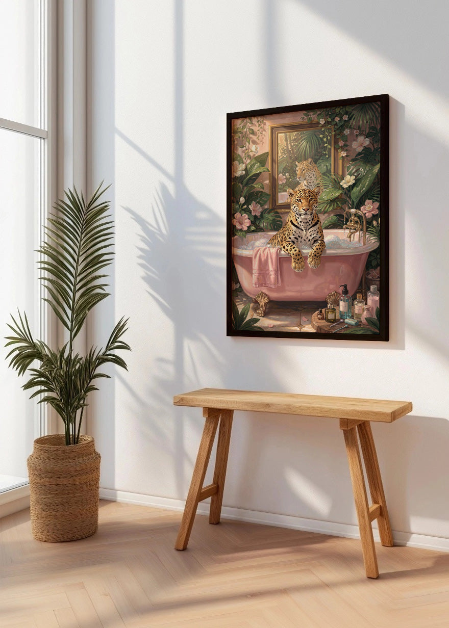 Cuadro Leopardo en la bañera maximalismo
