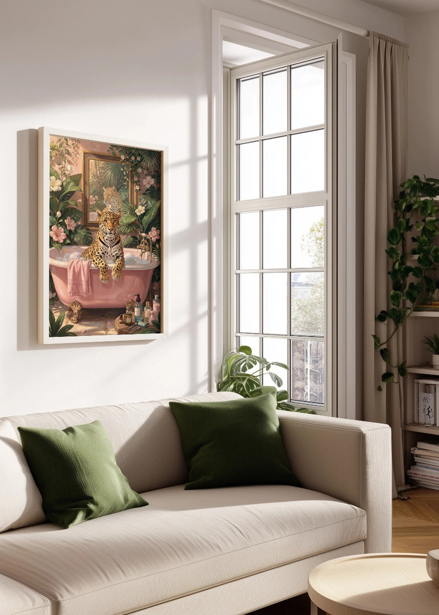 Cuadro Leopardo en la bañera maximalismo
