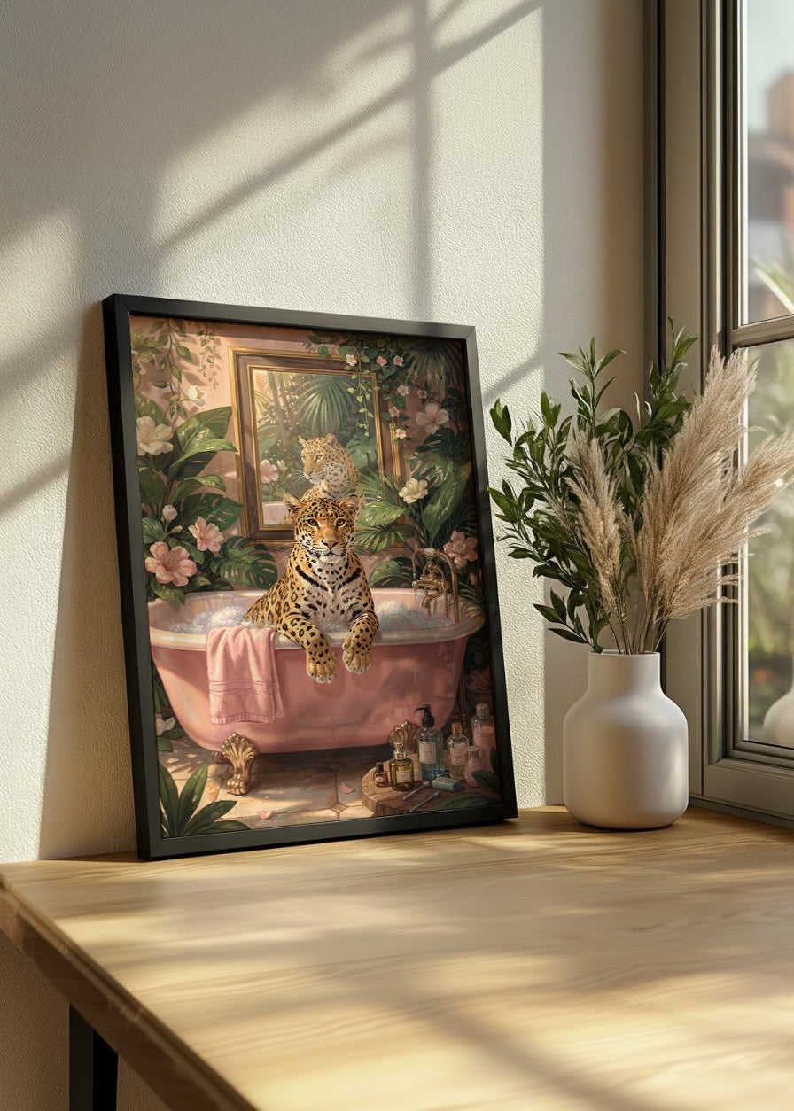 Cuadro Leopardo en la bañera maximalismo