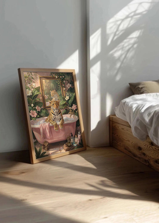 Cuadro Leopardo en la bañera maximalismo