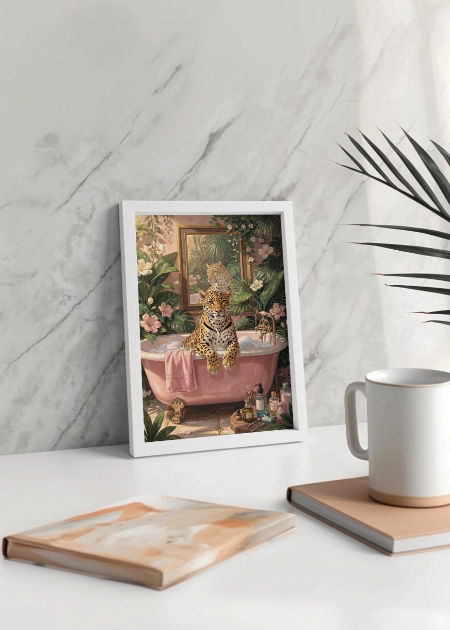 Cuadro Leopardo en la bañera maximalismo