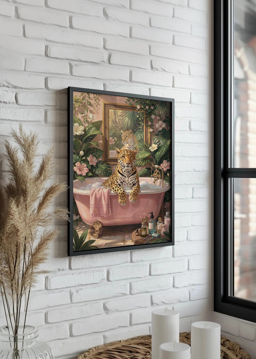 Cuadro Leopardo en la bañera maximalismo