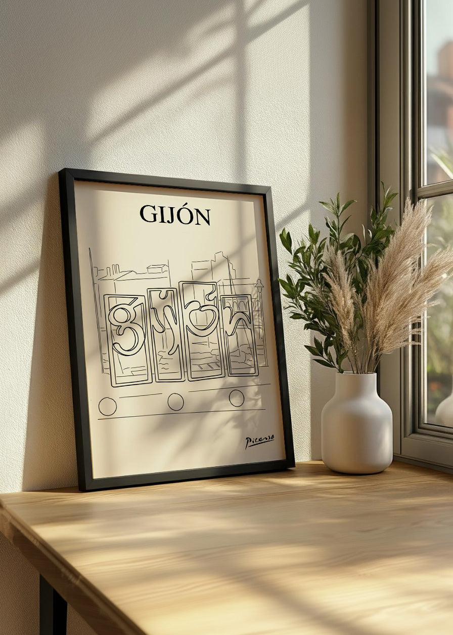 Cuadro Letras de Gijón estilo Picasso