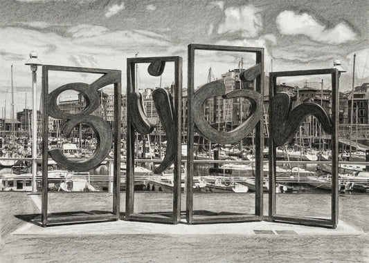 Cuadro Letras gigantes de Gijón estilo lápiz