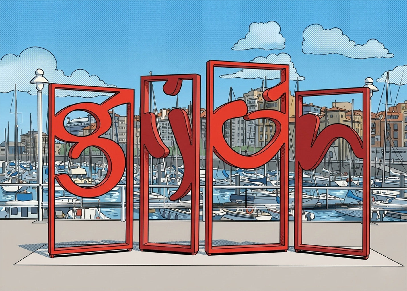 Cuadro Letrero de Gijón - Cómic
