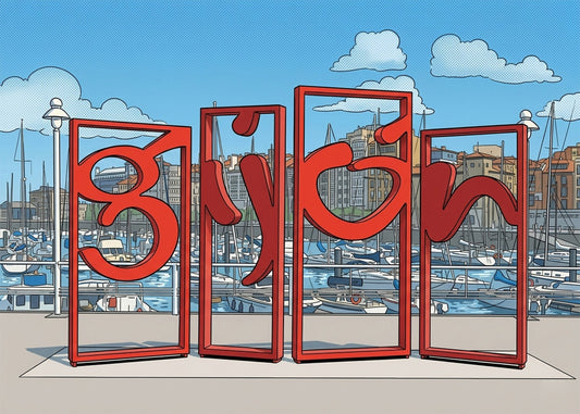 Cuadro Letrero de Gijón - Cómic