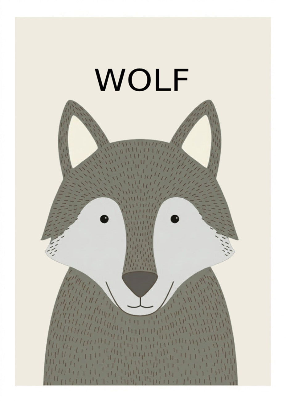 Cuadro Lobo - Estilo infantil