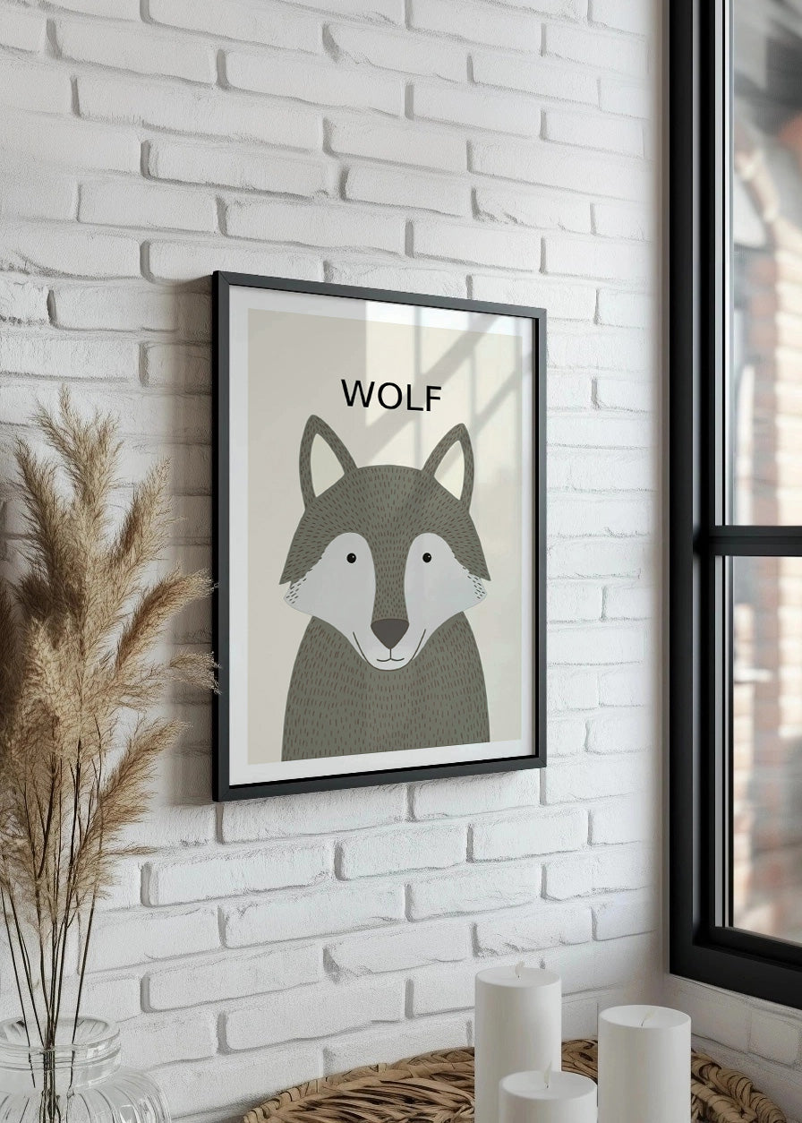 Cuadro Lobo - Estilo infantil