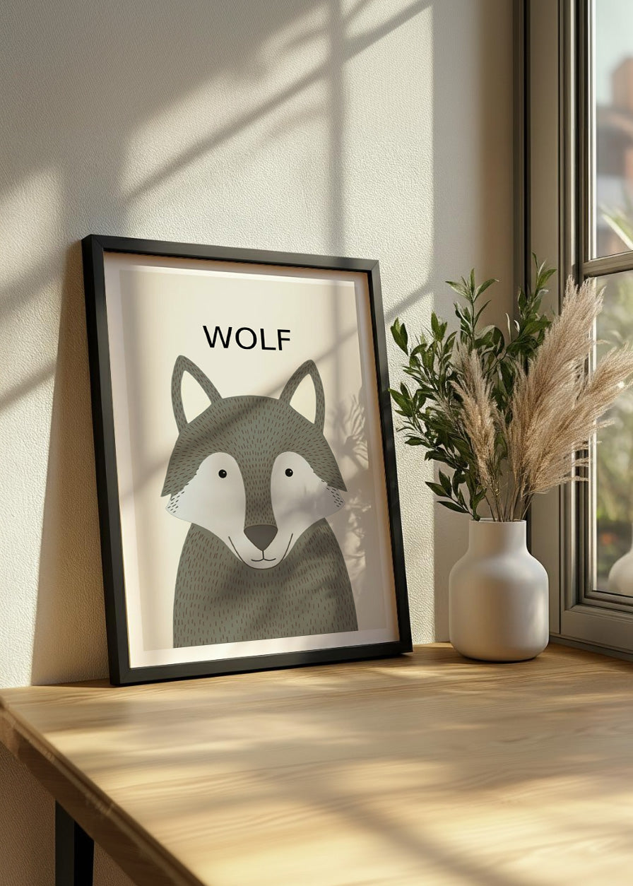 Cuadro Lobo - Estilo infantil