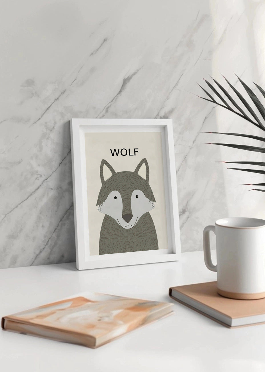 Cuadro Lobo - Estilo infantil