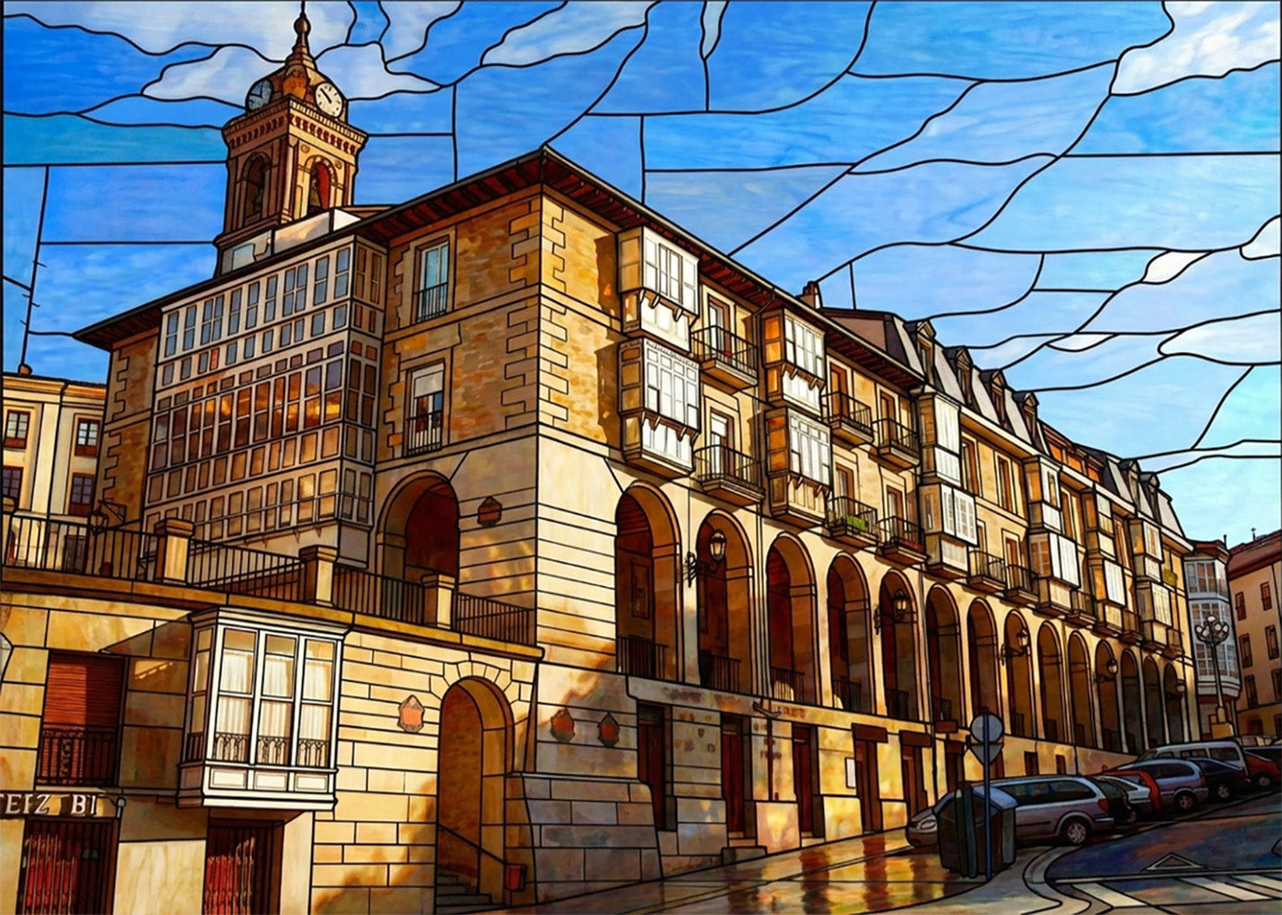 Cuadro Los Arquillos de Vitoria - Vidriera