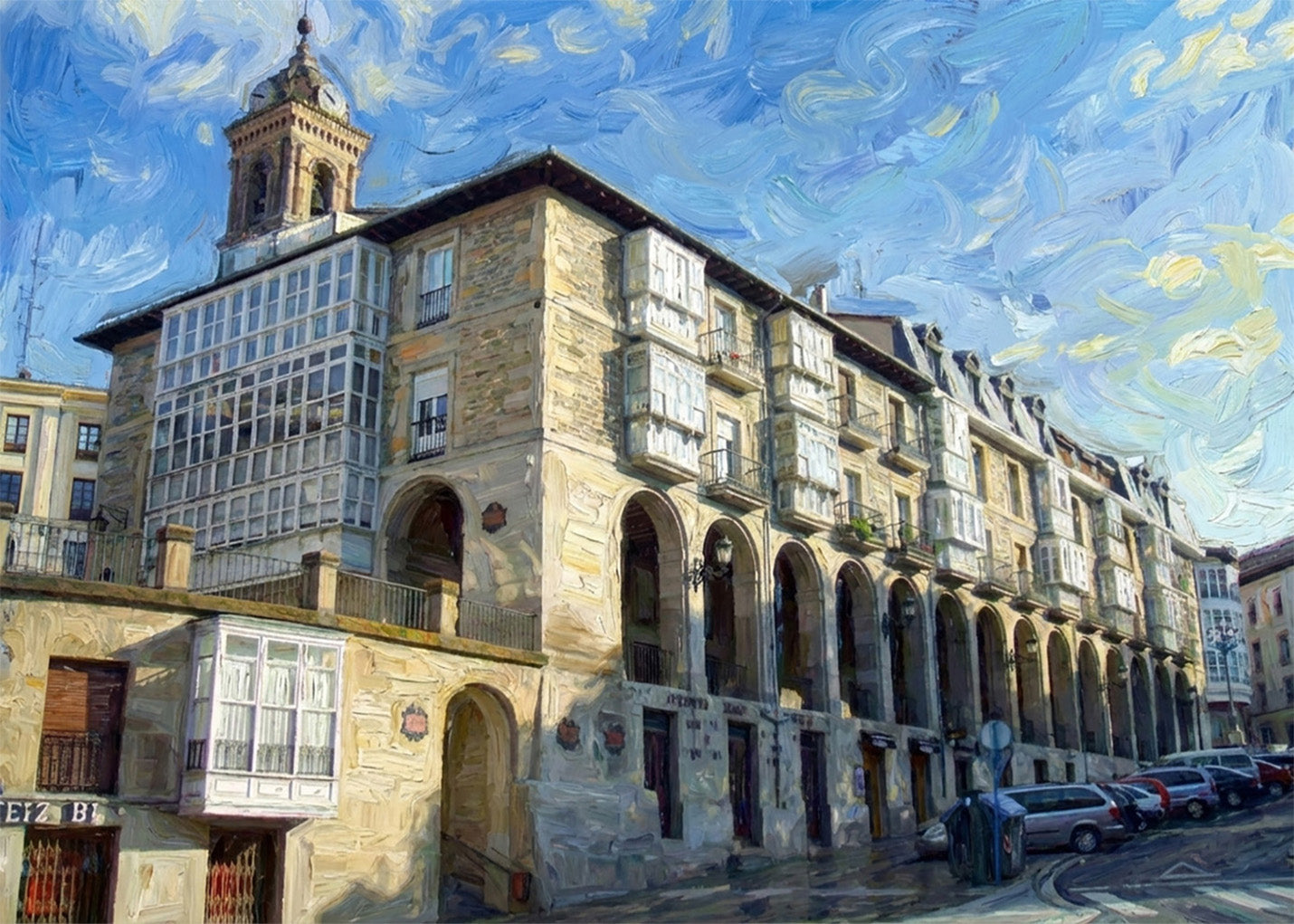 Cuadro Los Arquillos de Vitoria estillo Van Gogh