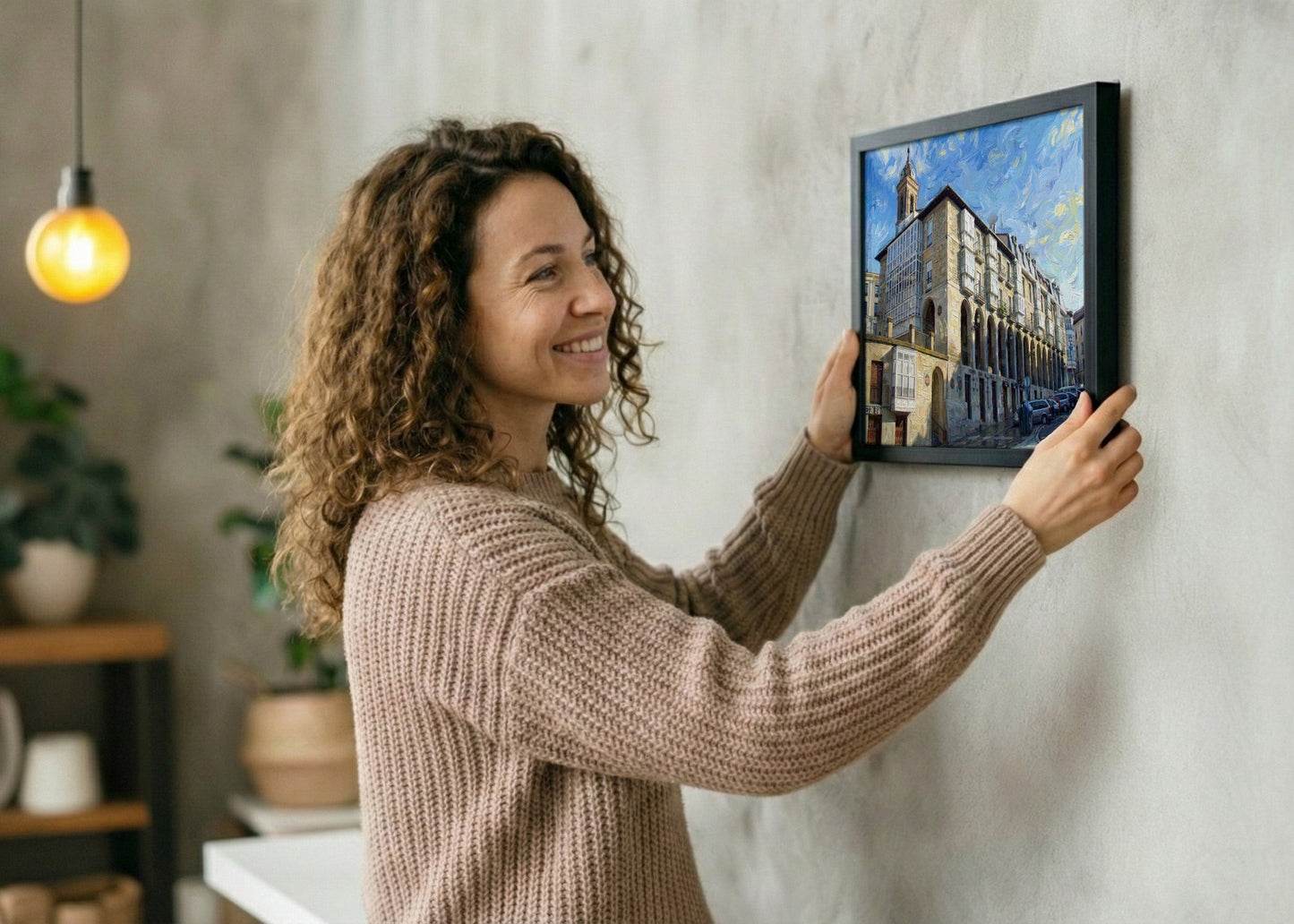Cuadro Los Arquillos de Vitoria estillo Van Gogh