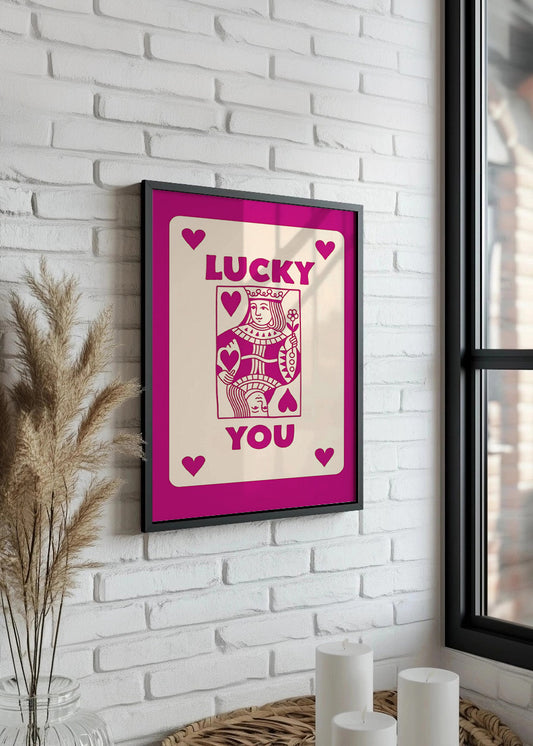 Cuadro Lucky you - Poker Rosa