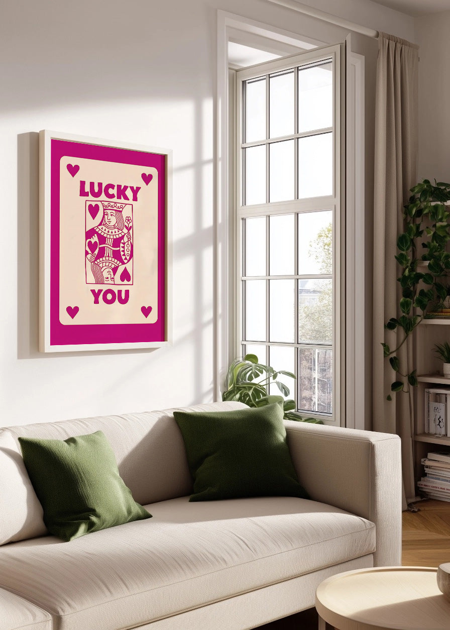 Cuadro Lucky you - Poker Rosa