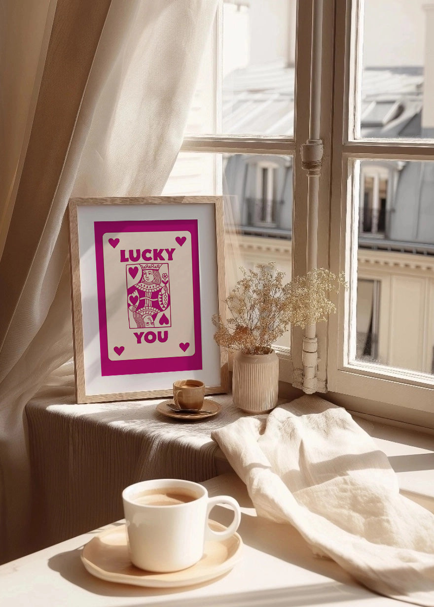 Cuadro Lucky you - Poker Rosa