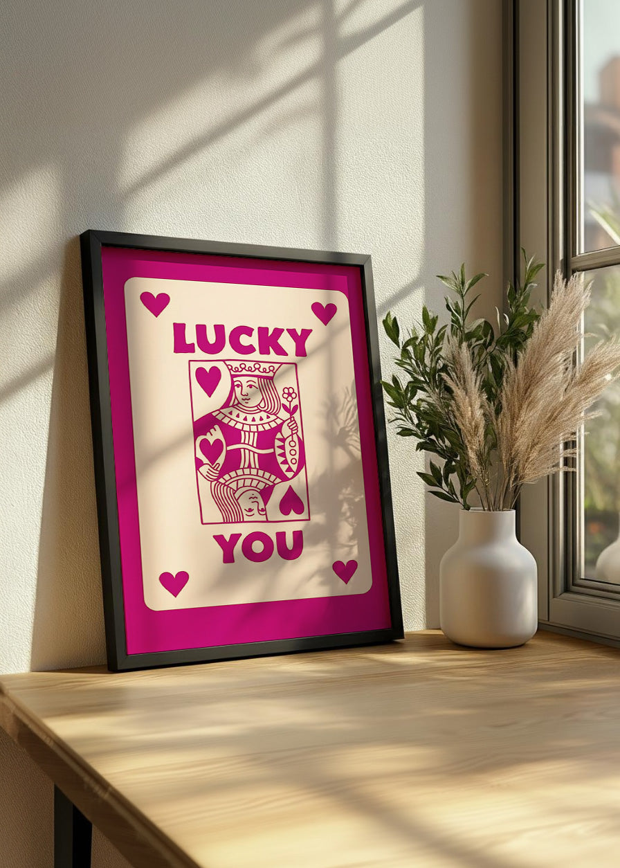 Cuadro Lucky you - Poker Rosa