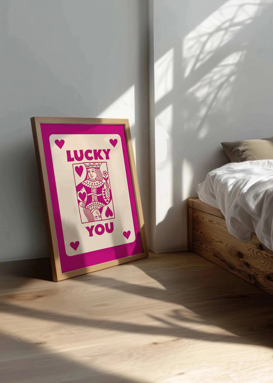Cuadro Lucky you - Poker Rosa
