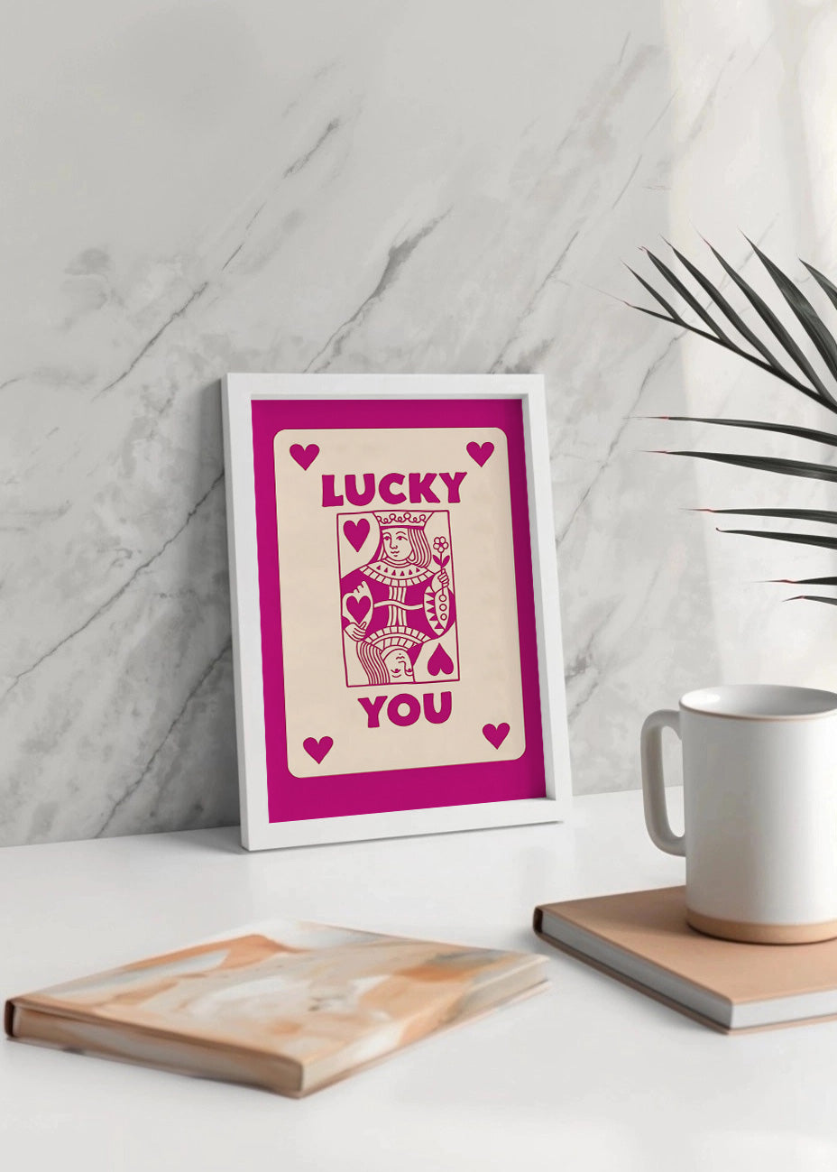 Cuadro Lucky you - Poker Rosa