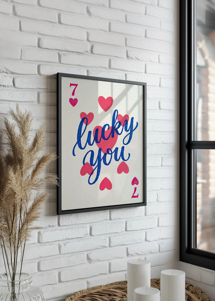 Cuadro Lucky you 7 de corazones