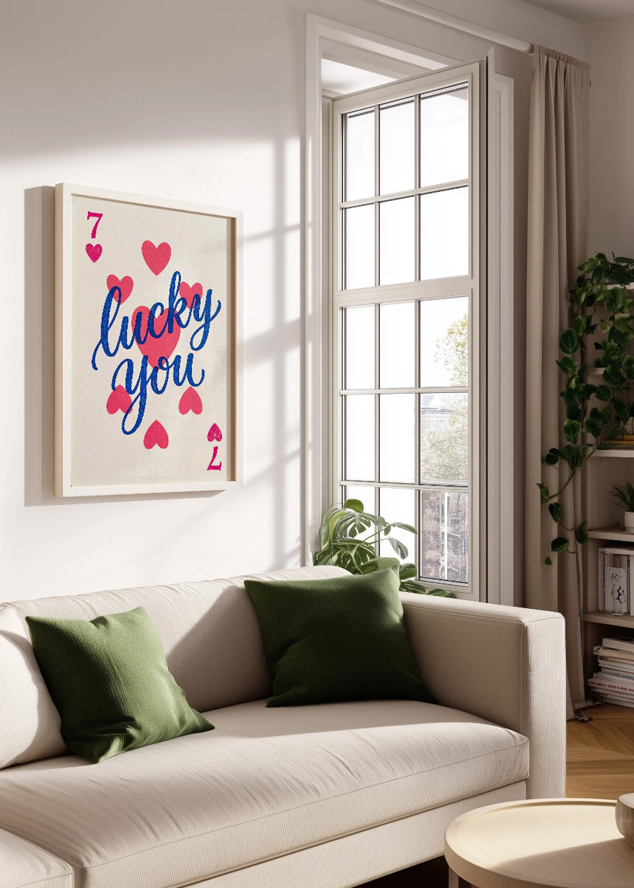 Cuadro Lucky you 7 de corazones