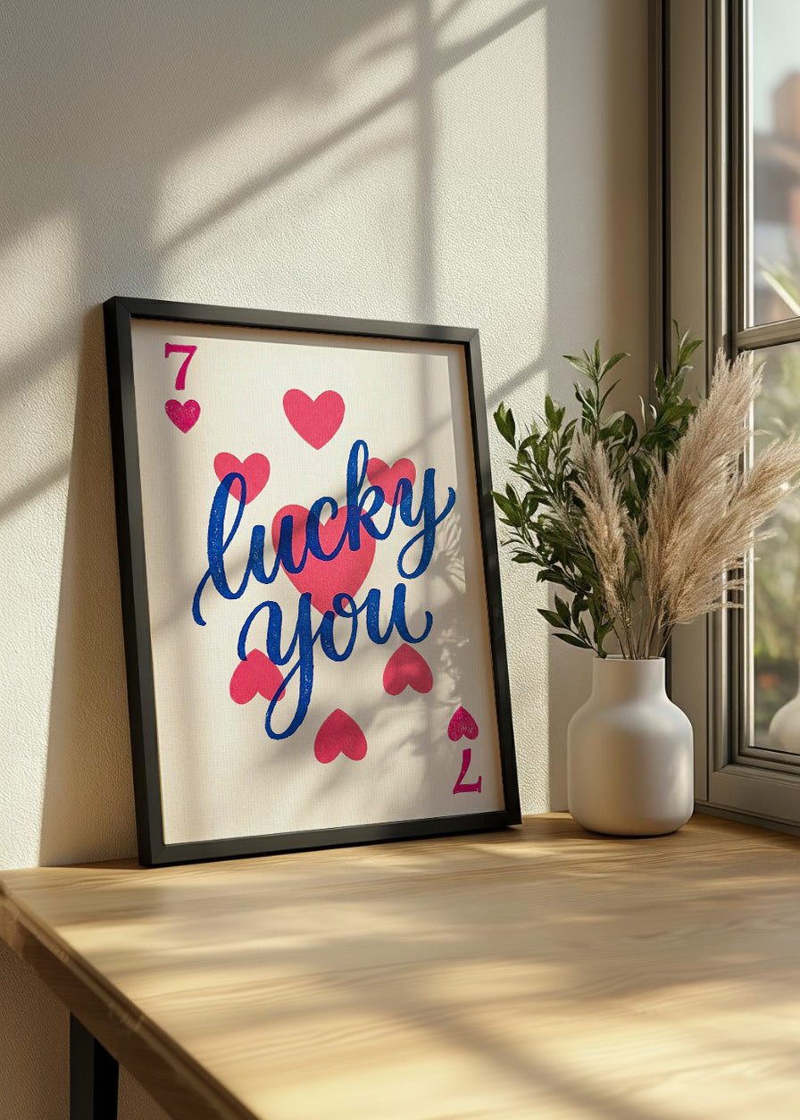 Cuadro Lucky you 7 de corazones