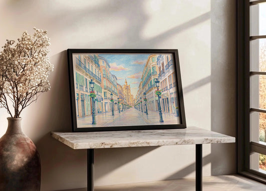 Cuadro Málaga - Calle Larios efecto dibujo