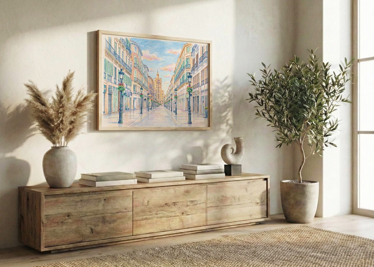 Cuadro Málaga - Calle Larios efecto dibujo