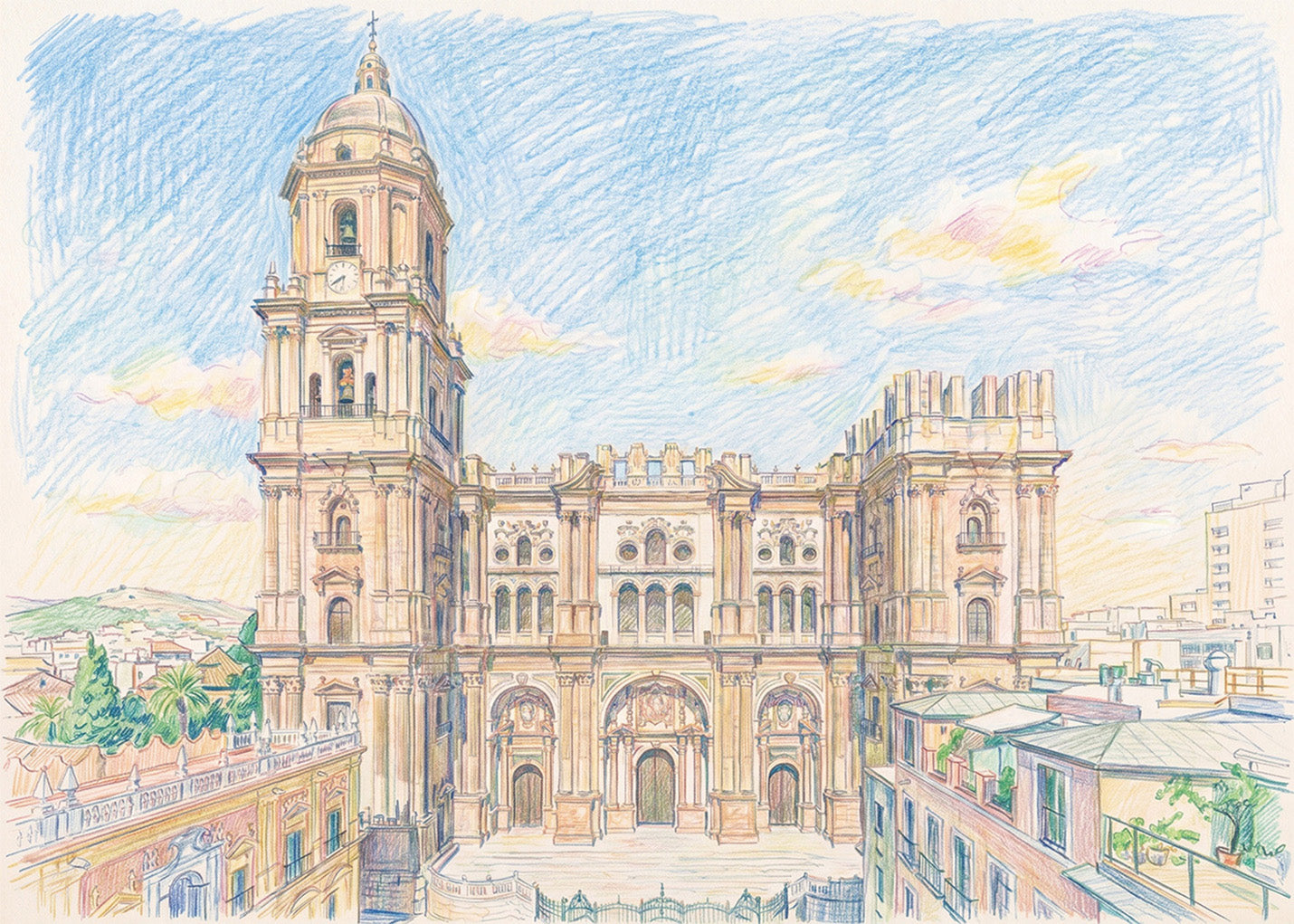 Cuadro Málaga - Catedral efecto dibujo