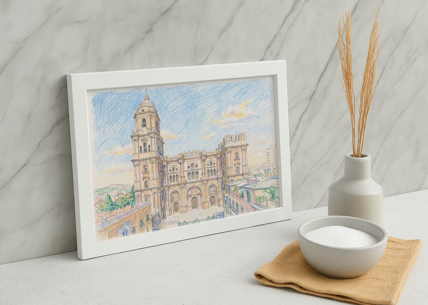 Cuadro Málaga - Catedral efecto dibujo