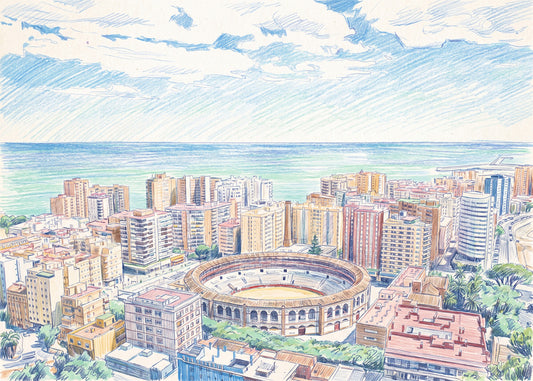 Cuadro Málaga efecto dibujo