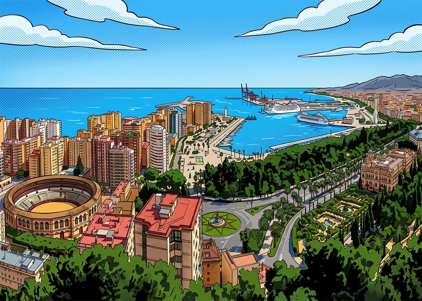 Cuadro Málaga en Andalucía - Cómic
